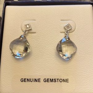 Silver green amethyst earrings